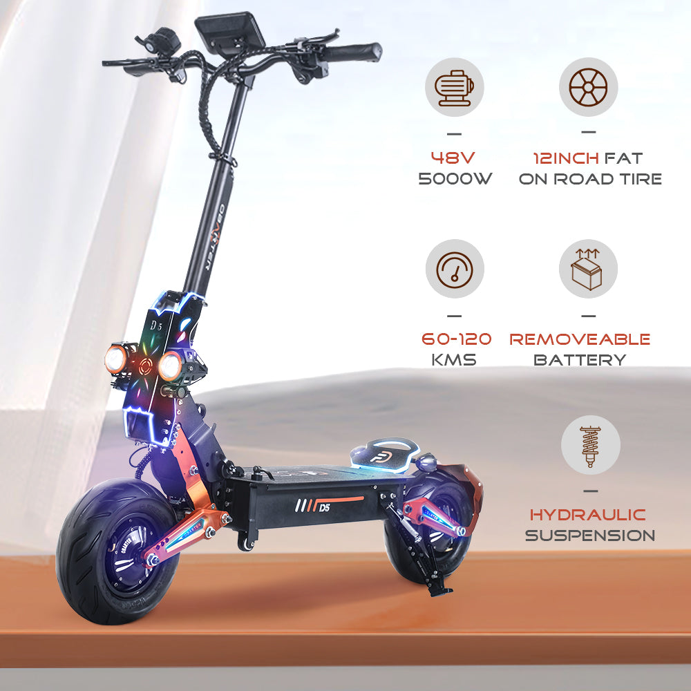 OBARTER D5 12" 2500W*2 Dual Motor Off-road Electric Scooter 48V 35Ah 43Mph 75Miles