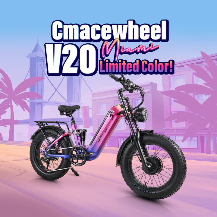 CMACEWHEEL V20 750Wx2 Dual Motor AWD Fat Bike Full Suspension E-Bike 960Wh Samsung Battery 28Mph 50Miles