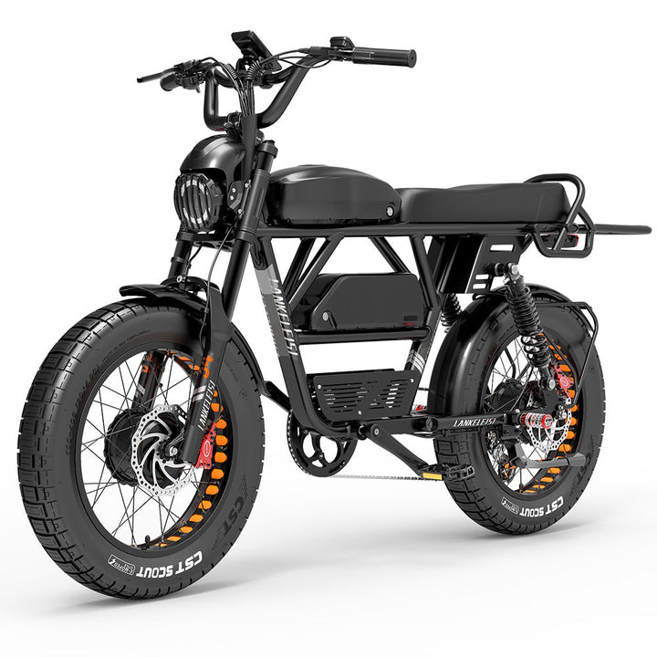 Lankeleisi X-Black Knight 1000Wx2 Dual Motor AWD Fat Bike Full Suspension Moped E-bike 45Ah Samsung Battery 28Mph 174Miles