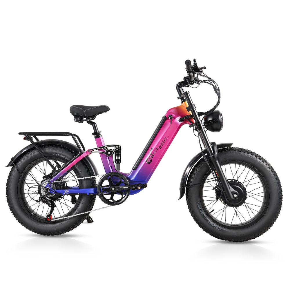 CMACEWHEEL V20 750Wx2 Dual Motor AWD Fat Bike Full Suspension E-Bike 960Wh Samsung Battery 28Mph 50Miles