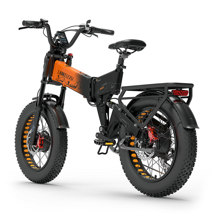 Lankeleisi X3000 Max 1000Wx2 Dual Motor AWD Fat Bike Full Suspension Folding E-Bike 48V 20Ah Samsung Battery 31Mph 93Miles