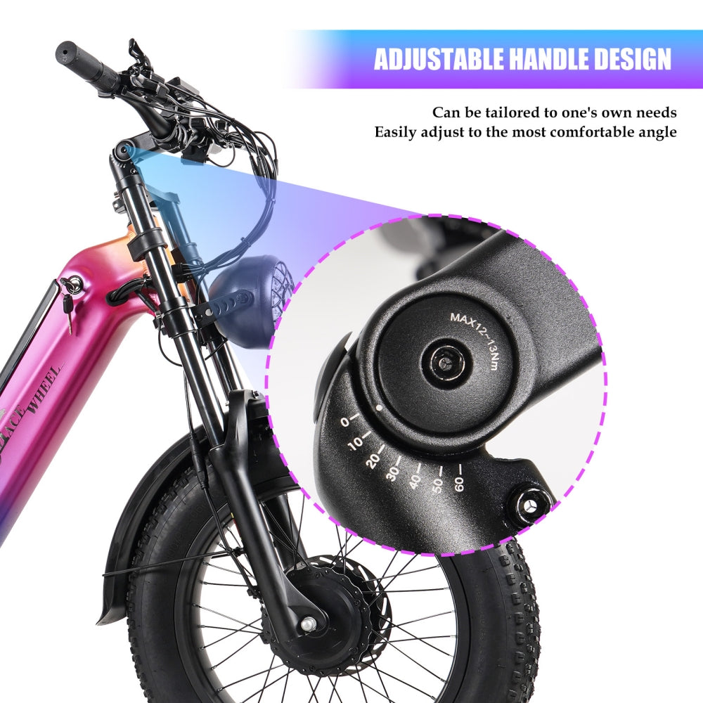 CMACEWHEEL V20 750Wx2 Dual Motor AWD Fat Bike Full Suspension E-Bike 960Wh Samsung Battery 28Mph 50Miles