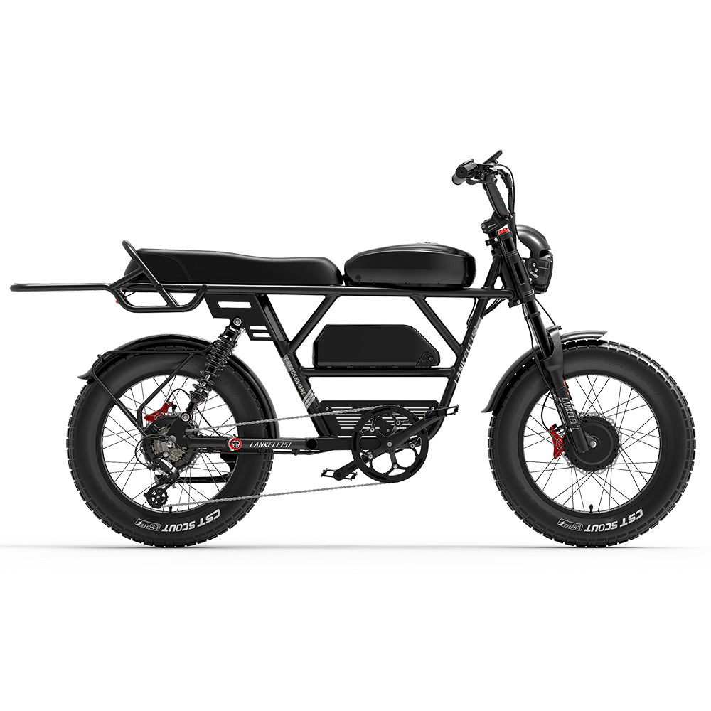 Lankeleisi X-Black Knight 1000Wx2 Dual Motor AWD Fat Bike Full Suspension Moped E-bike 45Ah Samsung Battery 28Mph 174Miles