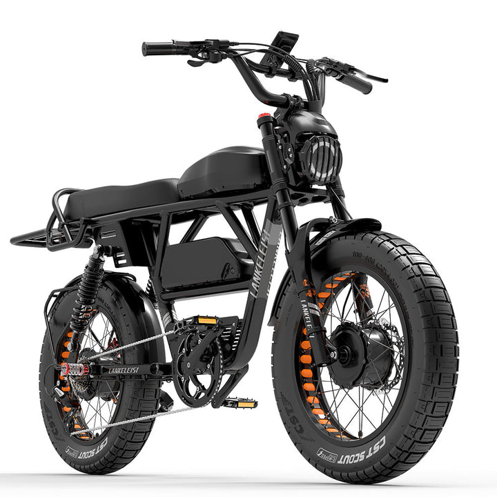 Lankeleisi X-Black Knight 1000Wx2 Dual Motor AWD Fat Bike Full Suspension Moped E-bike 45Ah Samsung Battery 28Mph 174Miles