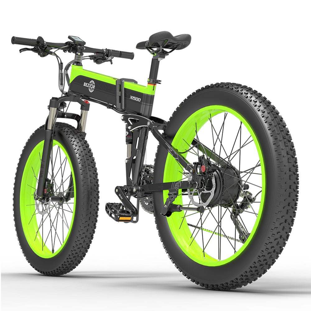 Bezior X1500 1500W Fat Bike Foldable E-Mountain Bike 48V 12.8Ah 25Mph 62Miles