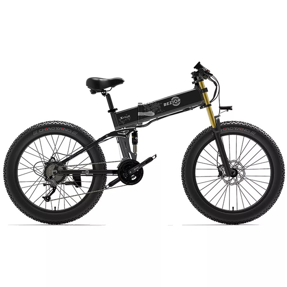 Bezior X Plus 1500W 26" Fat Bike Foldable E-Mountain Bike 48V 17.5Ah 25Mph 80Miles